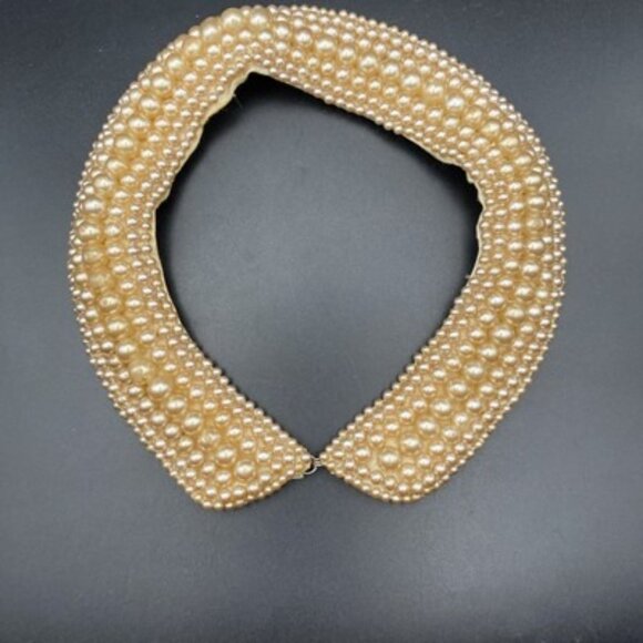 Vintage Glentex Ivory Pearl Beaded Collar 1950's 1960’s Japan Handmade LOOK READ - Picture 2 of 14
